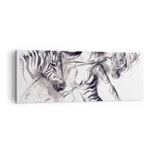 Lærredstryk - Billede på lærred - Danser med zebraer - 140x50 cm