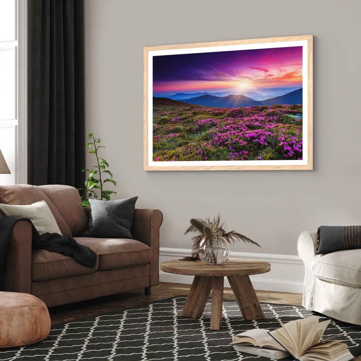 Plakat i ramme af lyst egetræ - Urter duftede friske bundter fra niw - 91x61 cm