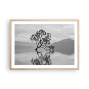 Plakat i ramme af lyst egetræ - Der findes et land - 70x50 cm