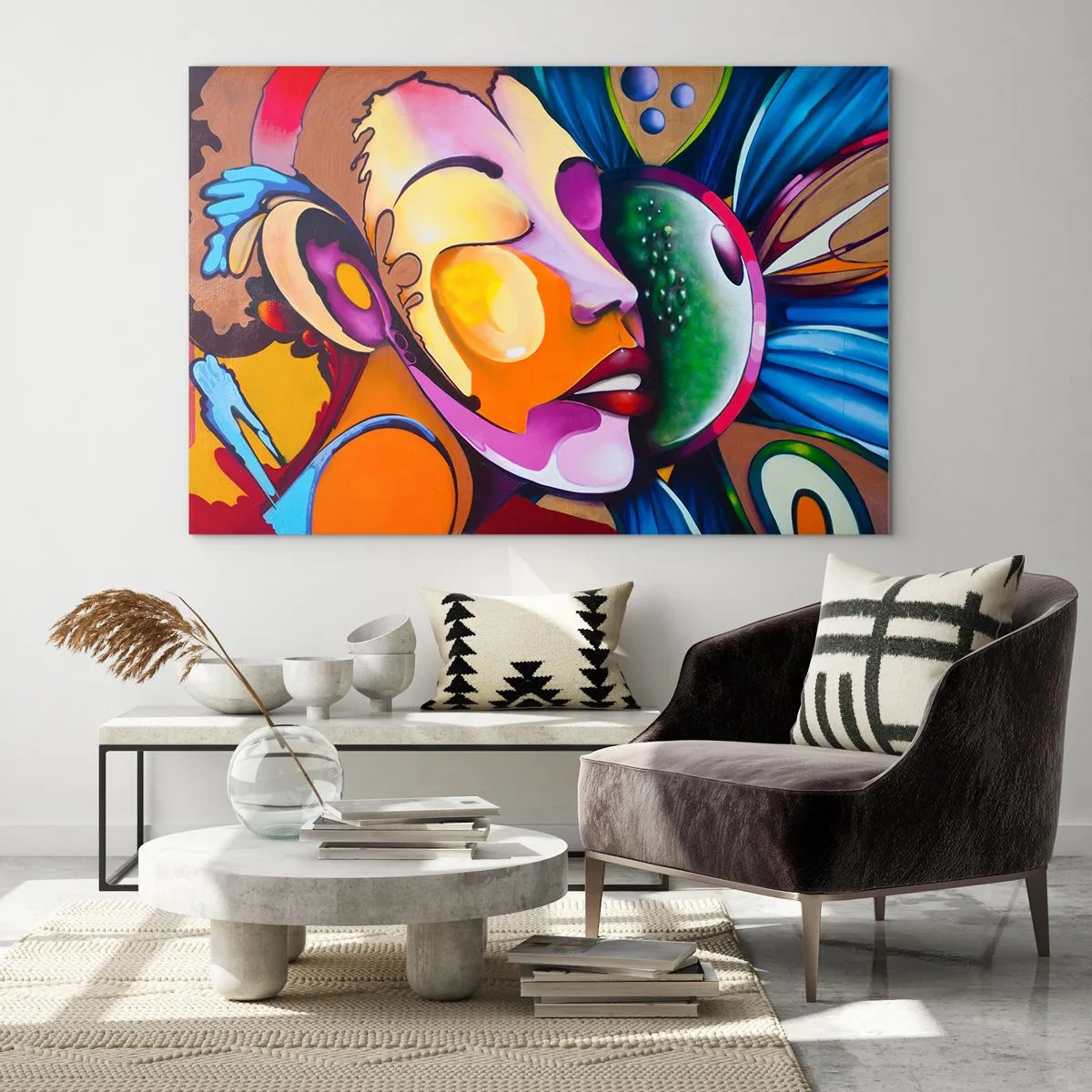 Billede på glas - Berør med farve - 100x70 cm
