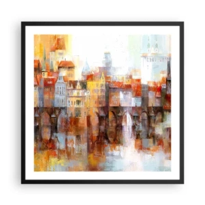 Plakat i sort ramme - Under broen også smuk - 60x60 cm