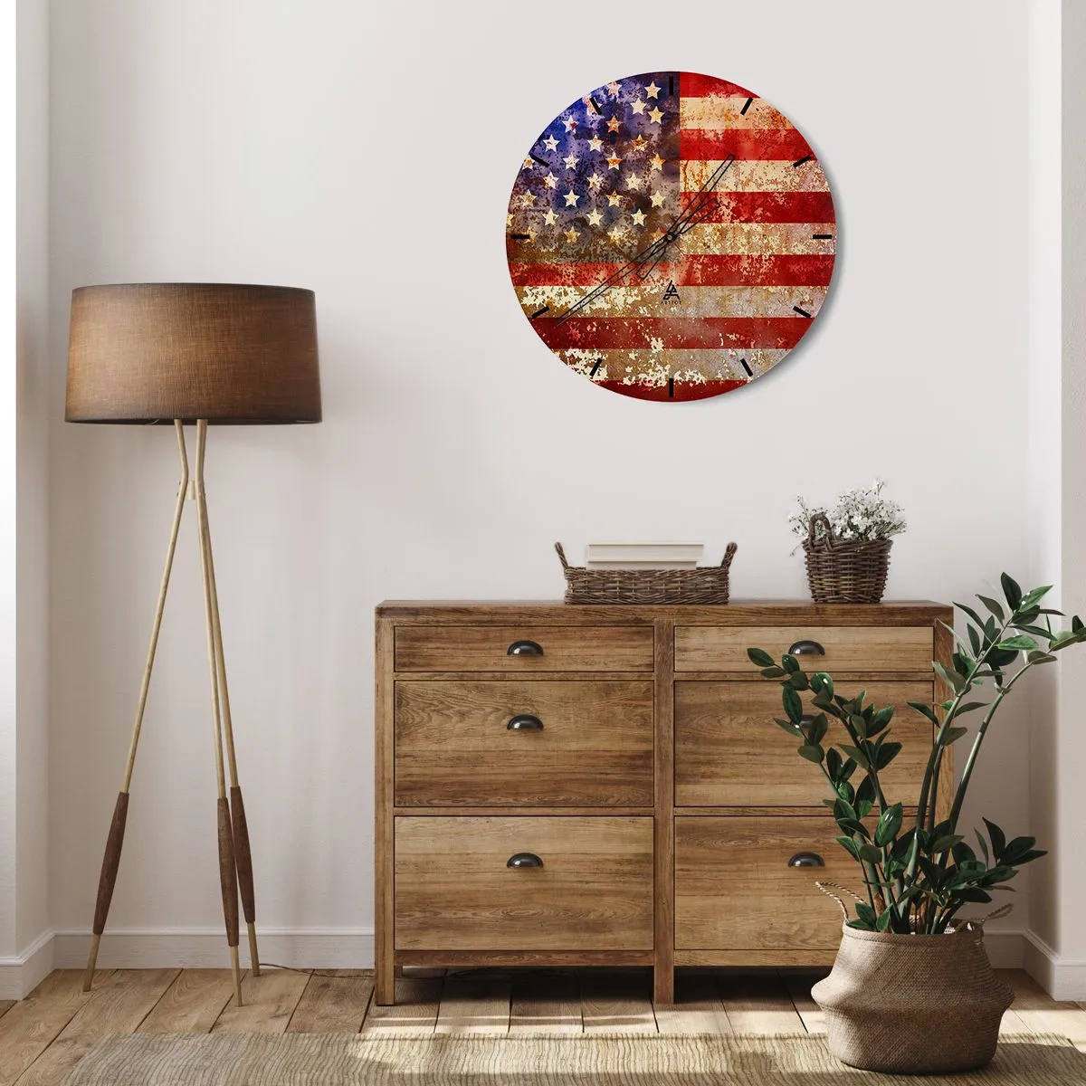 Vægur, Uret - Rustikt vintage amerikansk flag - 30x30cm - Herlighed går ikke bort - Moderne vægdekoration til stue, køkken og soveværelse ARTTOR