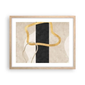 Plakat i ramme af lyst egetræ - Sløjfeformede former - 50x40 cm