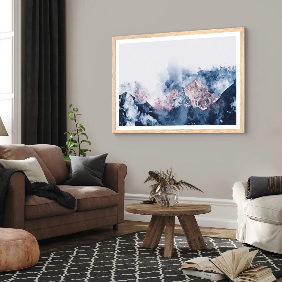 Plakat i ramme af lyst egetræ - Dette er toppene! - 70x50 cm