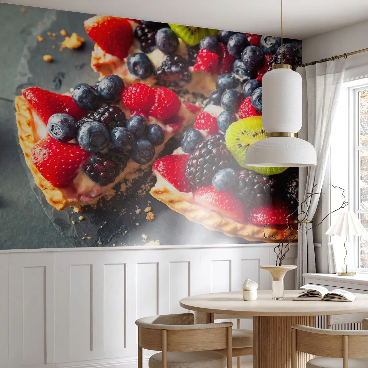 Fototapet Selvklæbende Deluxe Sticker - Dolce vita! - Gastronomi, Tærte med frugter, Kage - 100x70 cm