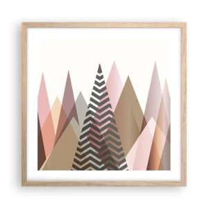 Plakat i ramme af lyst egetræ - Pyramide udsigt - 50x50 cm