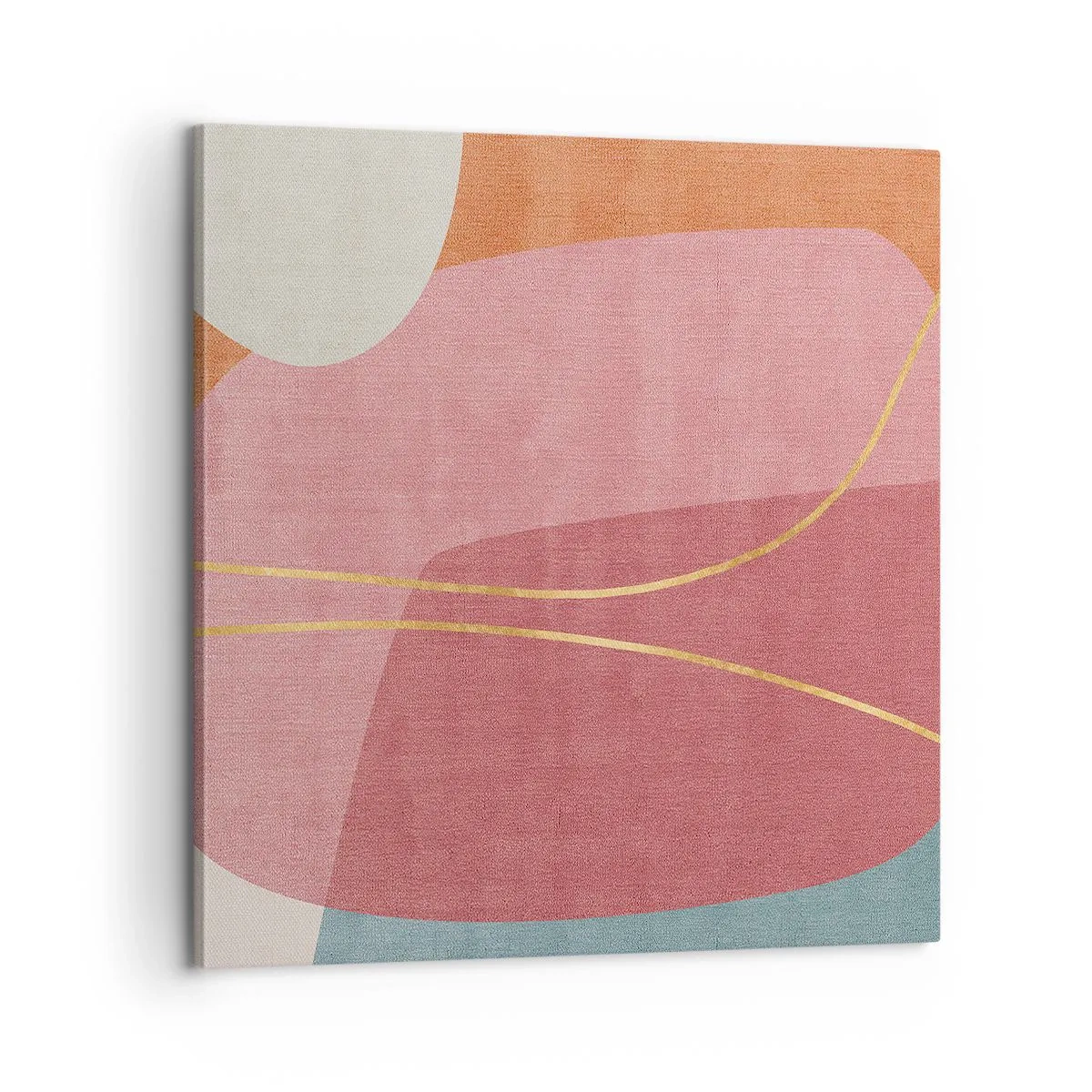 Lærredstryk - Billede på lærred - Pastelkomposition med guldtråd - 60x60 cm