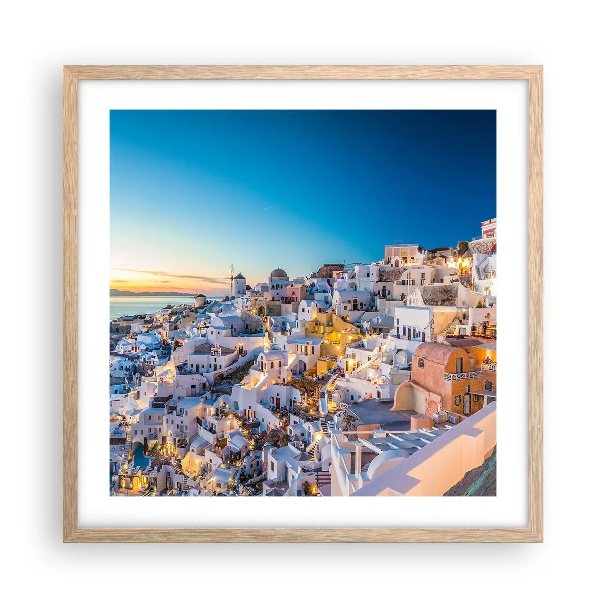 Plakat i ramme af lyst egetræ - Essensen af græskhed - 50x50 cm