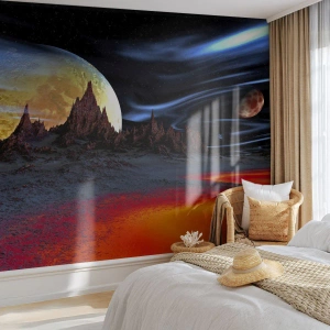 Fototapet Premium Canvas - En ukendt verden - Abstraktion, Kosmos, 3D - 300x210 cm