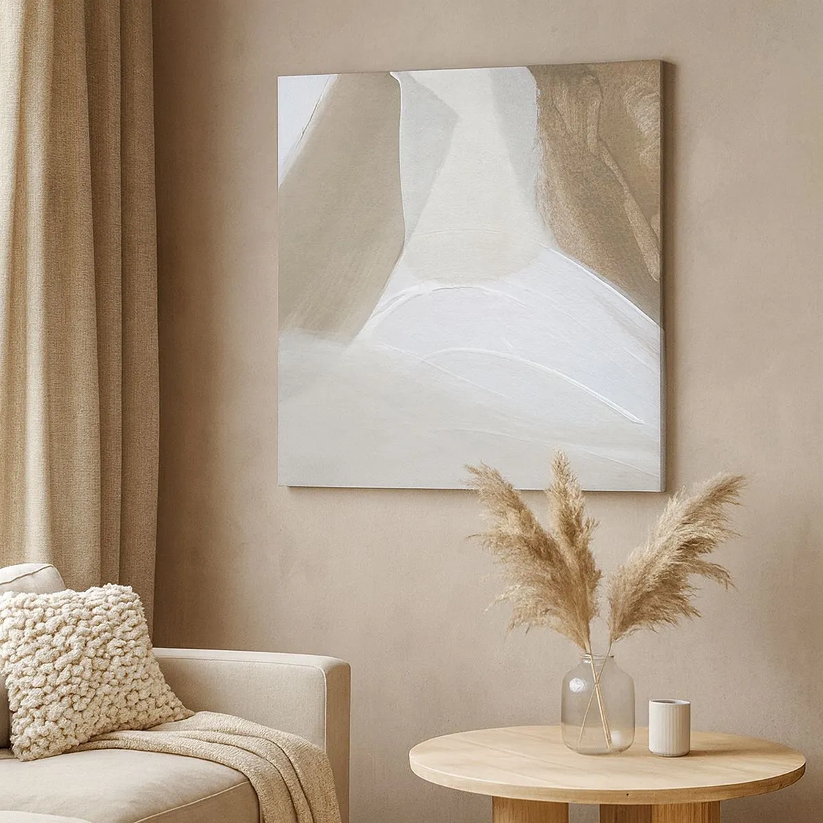 Lærredstryk - Billede på lærred - Bølge af hvidt - 30x30 cm