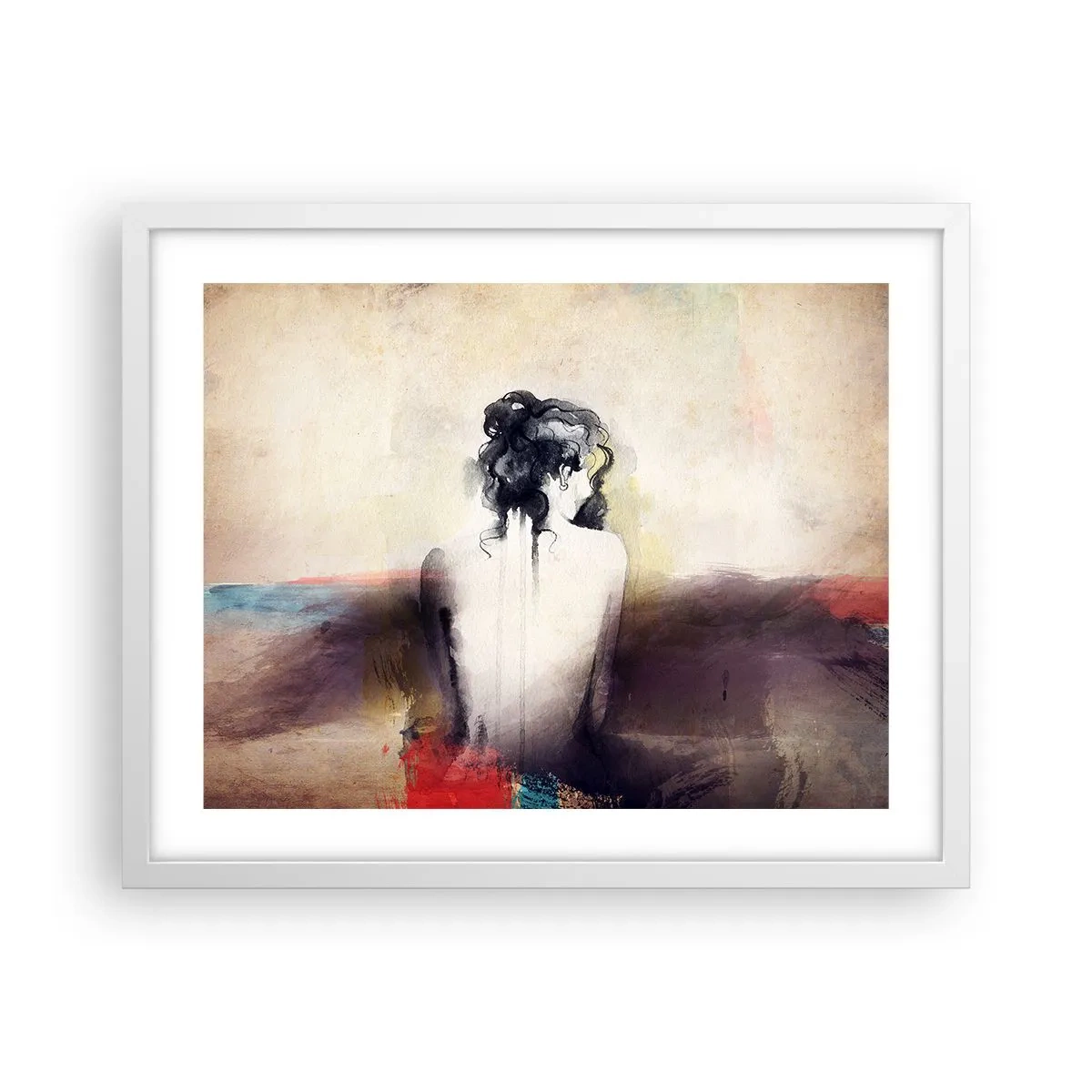 Plakat i hvid ramme - Glatte linjer, ovale former - 50x40 cm