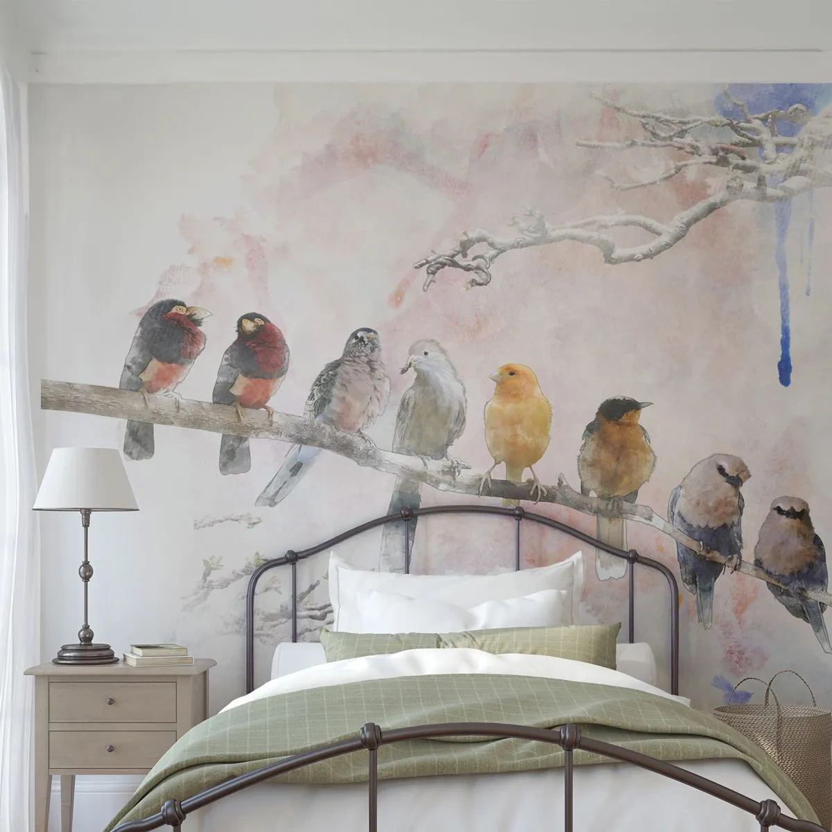 Fototapet Premium Sand - Møde med vinger - Fugle, Natur, Grafik - 200x140 cm