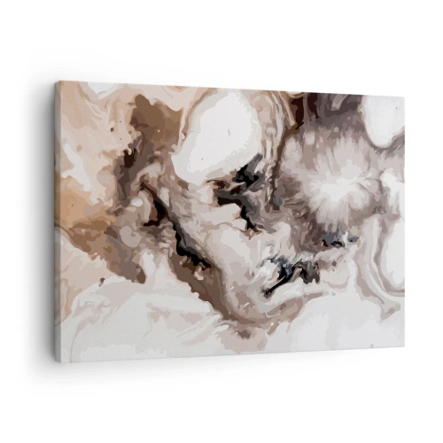 Lærredstryk - Billede på lærred - Abstrakt mønster i nuancer af brunt og hvidt - 70x50cm - En galakses fødsel - Moderne vægdekoration til stue og soveværelse ARTTOR