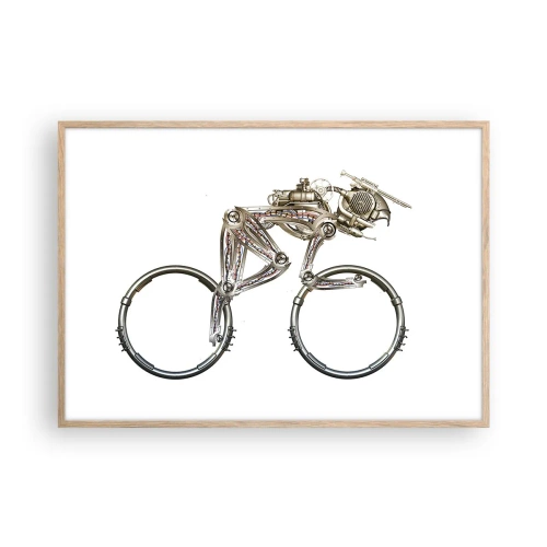 Plakat i ramme af lyst egetræ - En fantastisk maskine - 100x70 cm