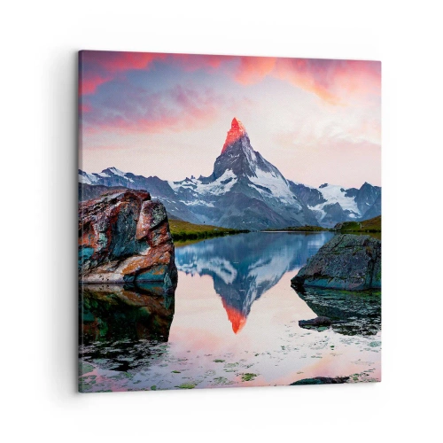 Lærredstryk - Billede på lærred - Bjergenes hjerte er varmt - 50x50 cm