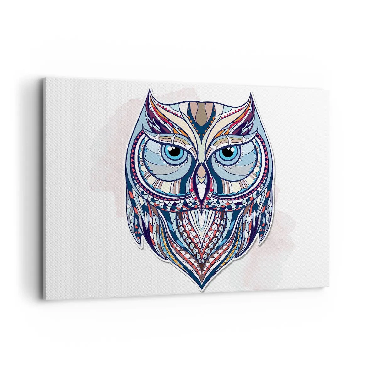 Lærredstryk - Billede på lærred - Kunstnerisk ornamental ugle - 100x70 cm