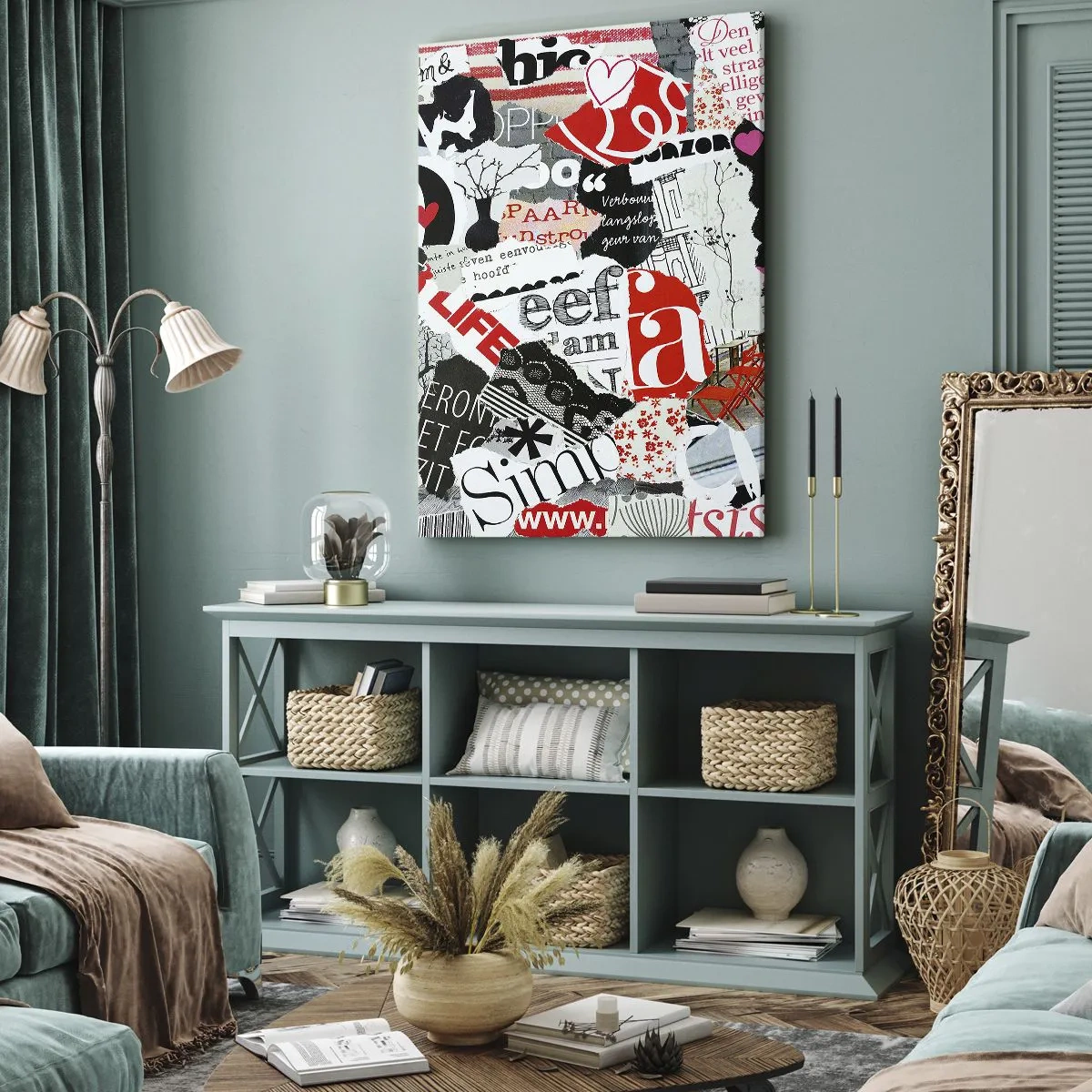 Lærredstryk - Billede på lærred - Hipster collage - 50x70 cm