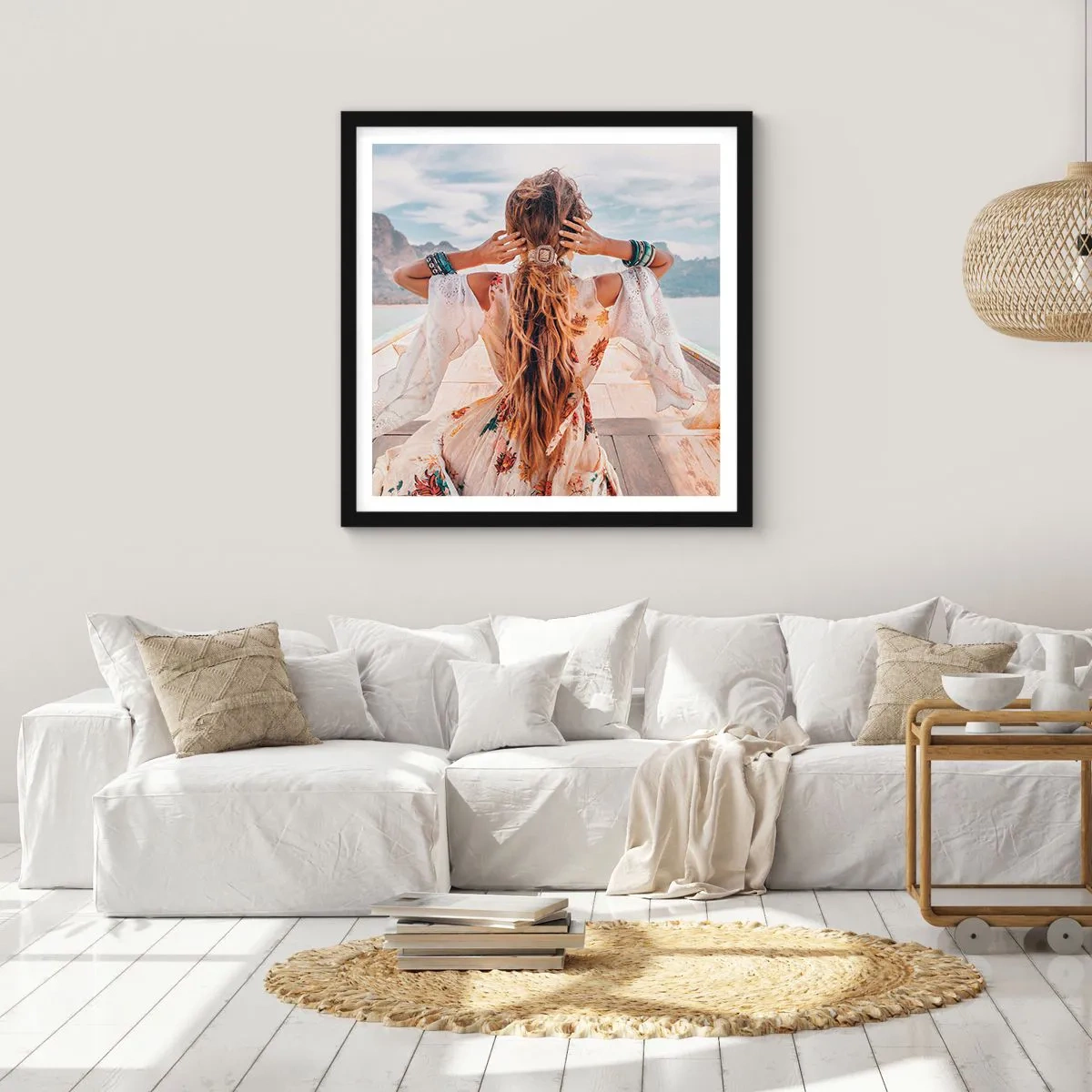 Plakat i sort ramme - På vej mod lykken - 40x40 cm