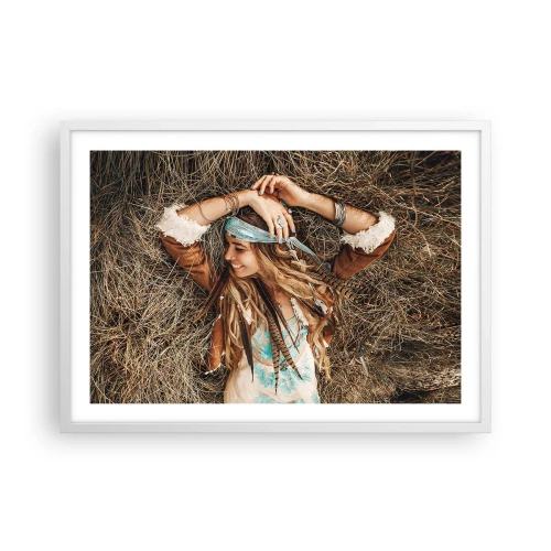 Plakat i hvid ramme - På vej til kærlighedens sommer - 70x50 cm