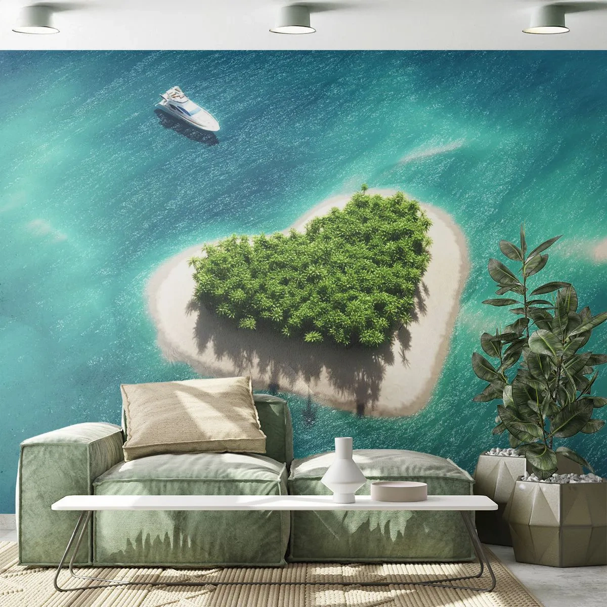 Fototapet Standard Eco - Jeg elsker sommeren - Landskab, Ø i Havet, Yacht - 200x140 cm