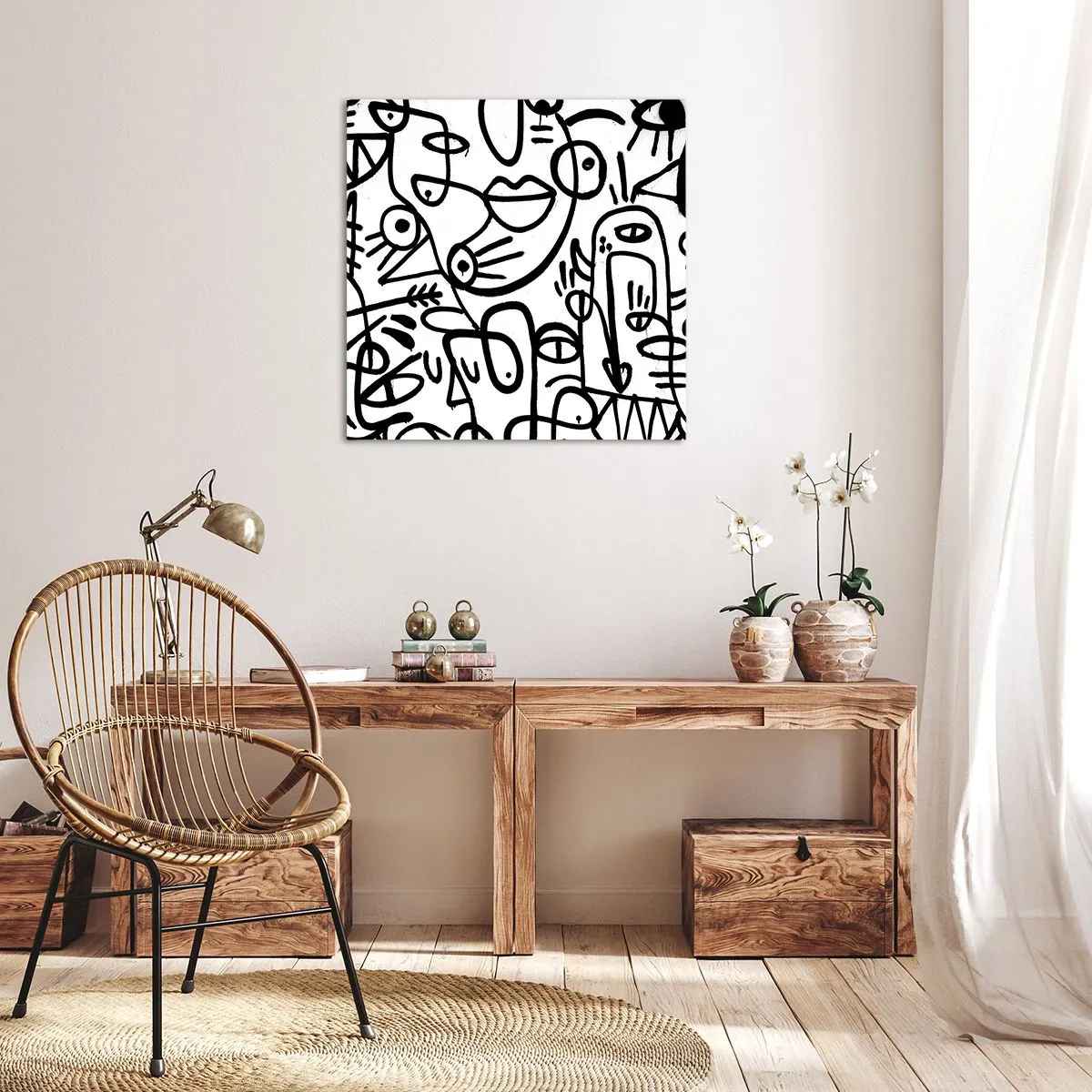 Lærredstryk - Billede på lærred - Ansigter og luftspejlinger - 70x70 cm