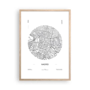 Plakat i ramme af lyst egetræ - Madrids anatomi - 50x70 cm