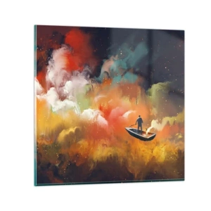 Billede på glas - Med båd gennem galaksen - 70x70 cm