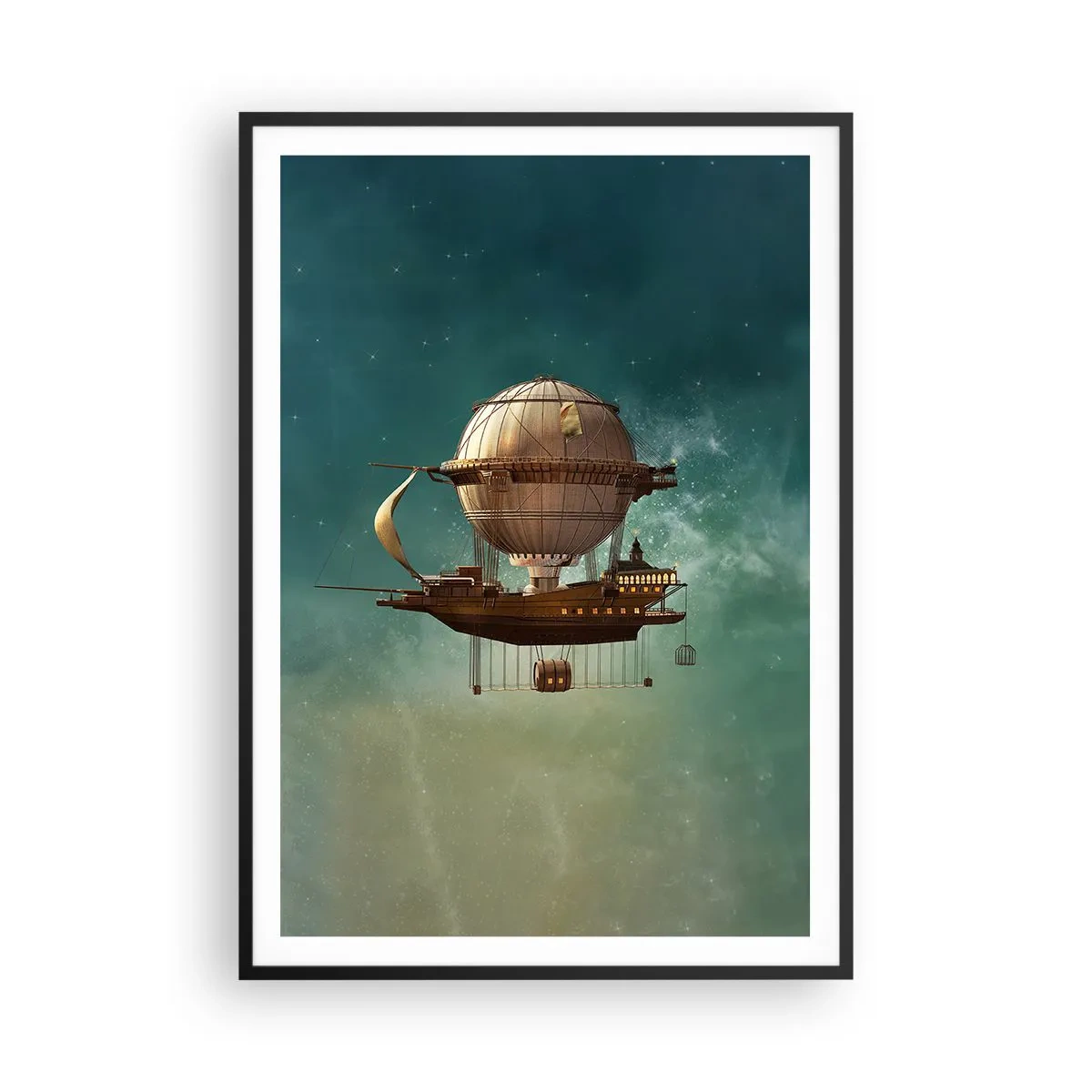 Plakat i sort ramme - Jules Verne hilser - 70x100 cm