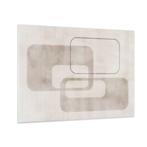 Billede på glas - Minimalistiske beige rektangler på en lys baggrund - 70x50cm - Geometrisk fuga - Moderne vægdekoration til stue og soveværelse ARTTOR