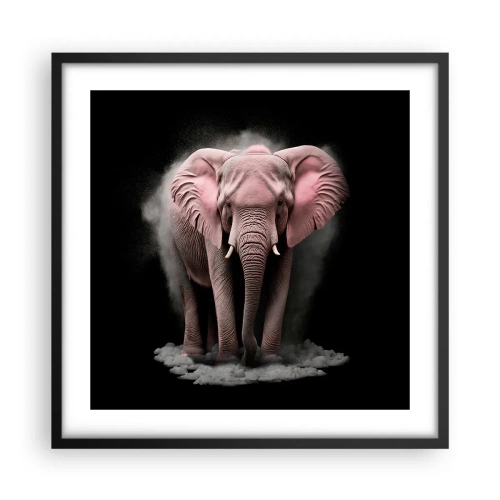 Plakat i sort ramme - Tænk ikke på en lyserød elefant! - 50x50 cm