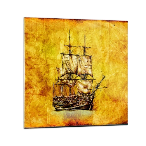 Billede på glas - På vej til Tortuga! - 30x30 cm