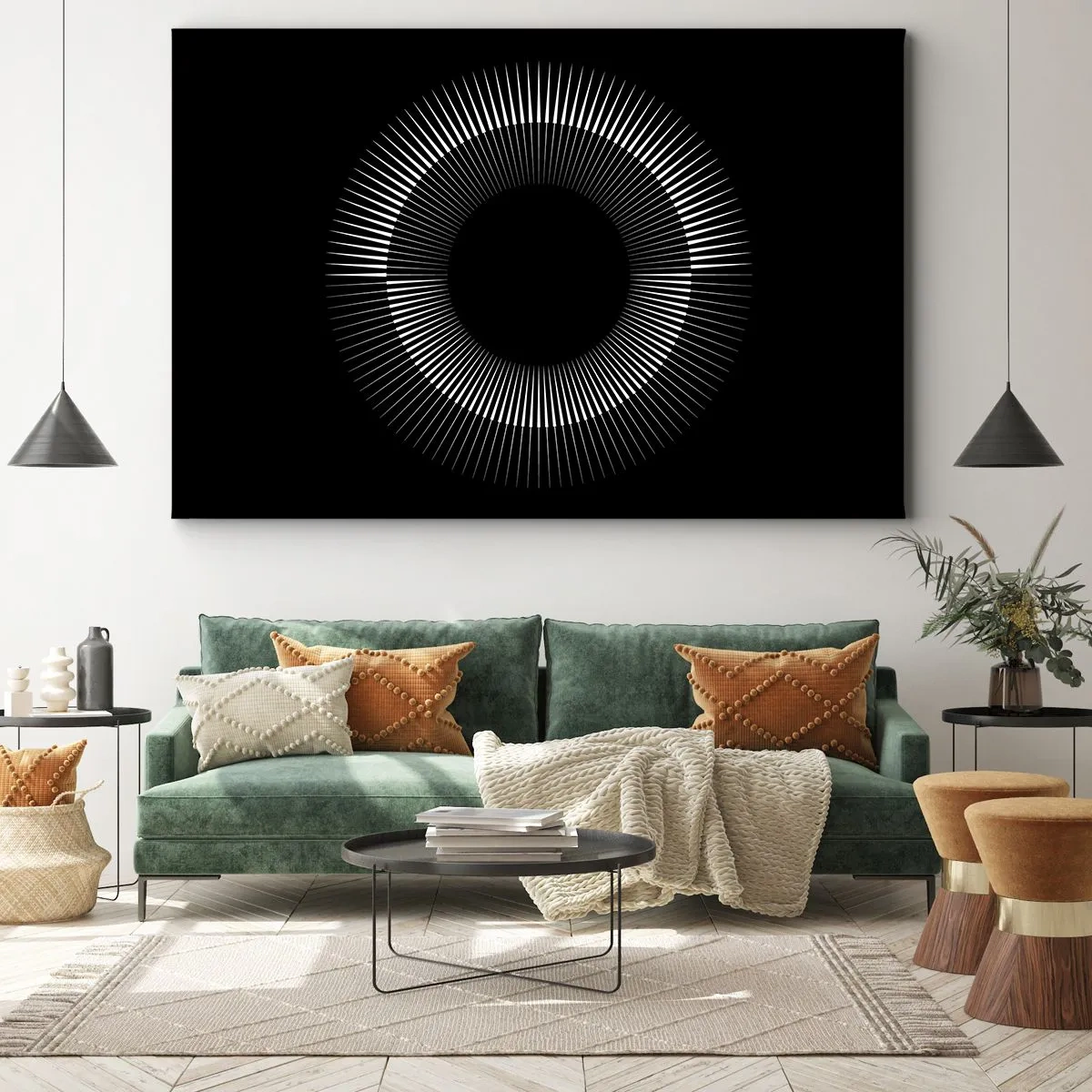 Lærredstryk - Billede på lærred - Sort sol - 120x80 cm