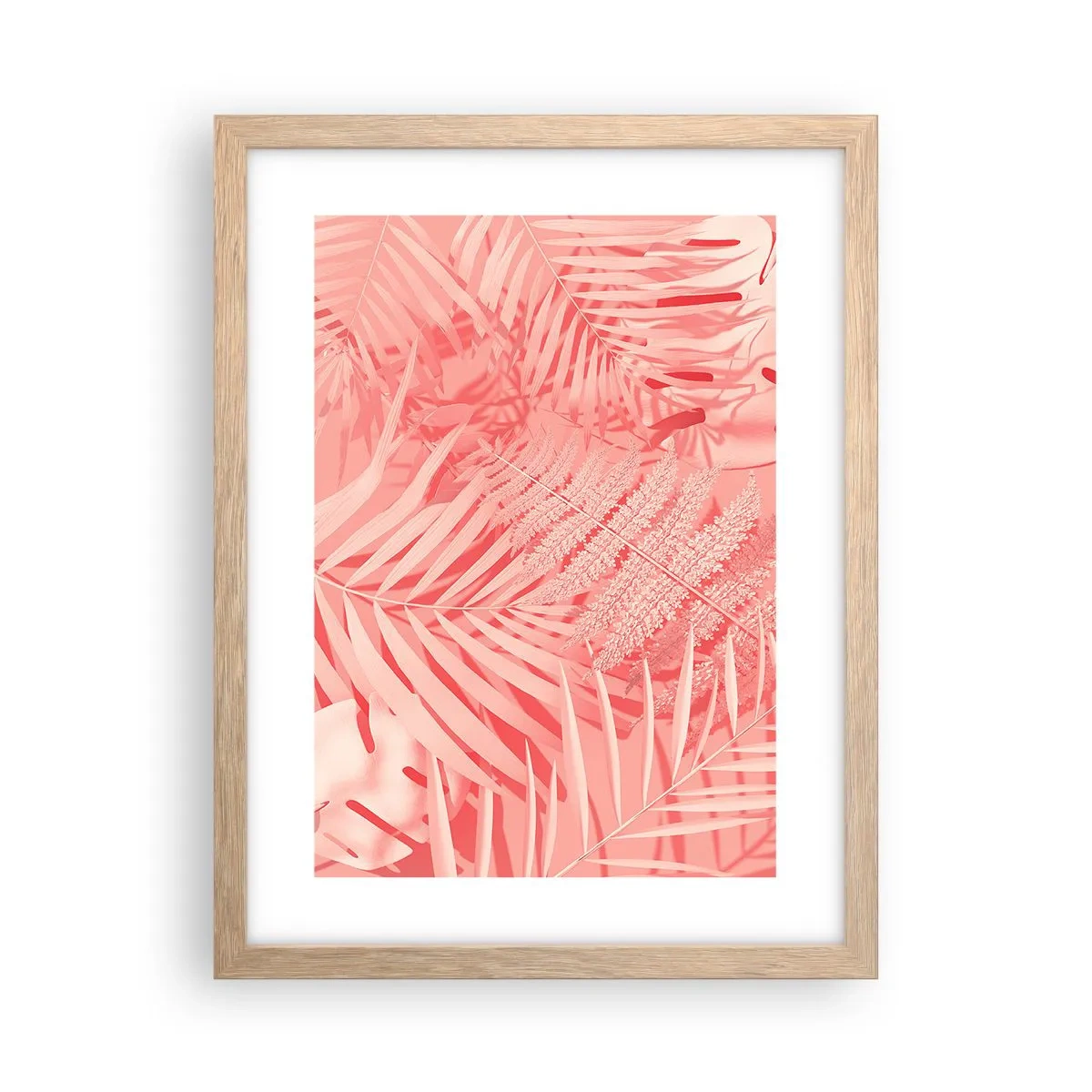 Plakat i ramme af lyst egetræ - Lyserødt koncept - 30x40 cm