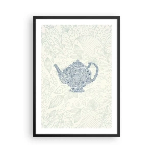 Plakat i sort ramme - En dekorativ illustration af en tekande med et diskret mønster på en lys baggrund. - 50x70cm - Teens charme - Moderne vægdekoration til stue og soveværelse ARTTOR