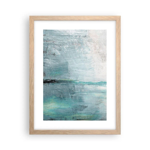 Plakat i ramme af lyst egetræ - Horisontalt med blå farve - 30x40 cm