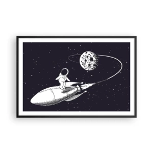 Plakat i sort ramme - Space surfer - 91x61 cm