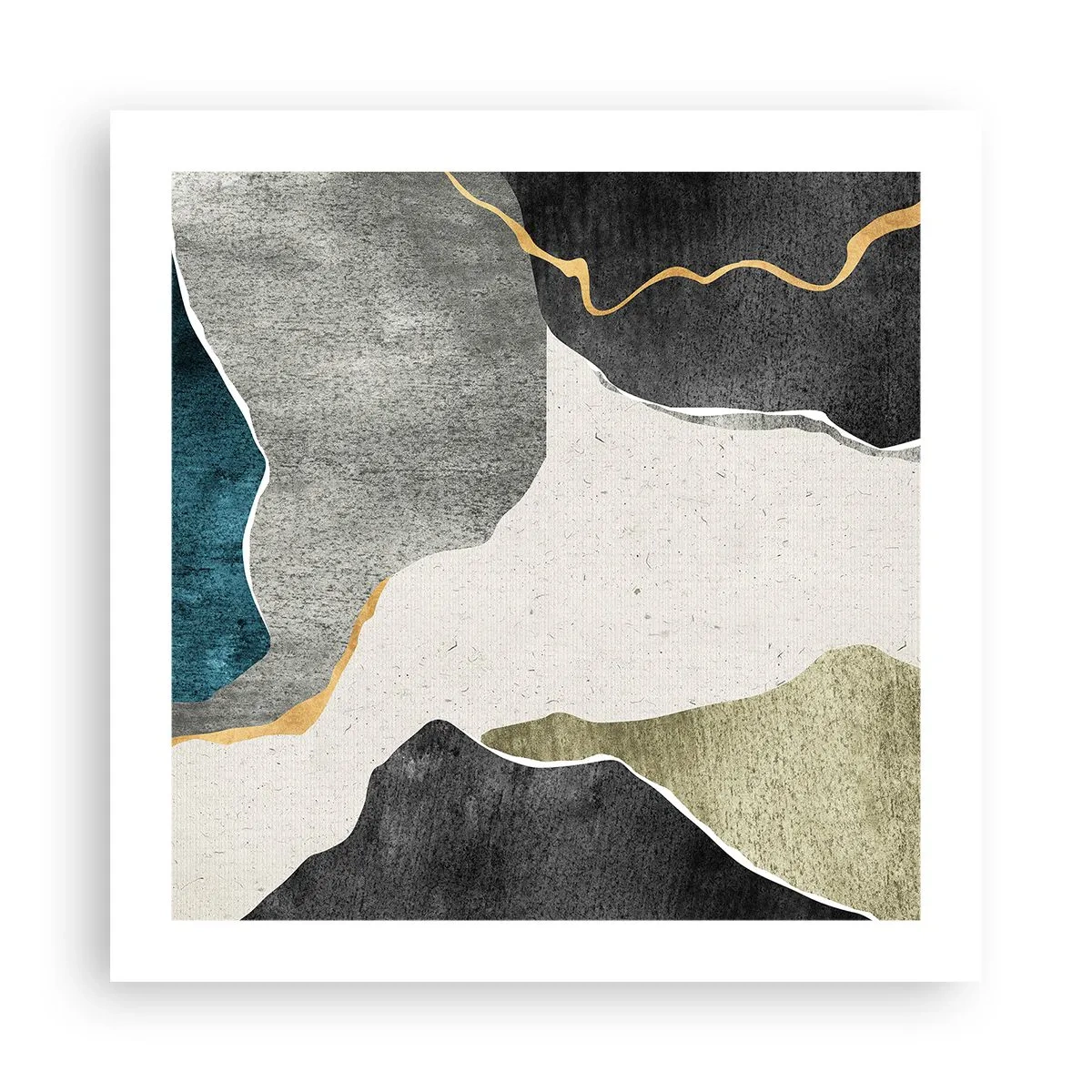 Plakat - Mosaikkomposition med en streng af guld - 50x50 cm