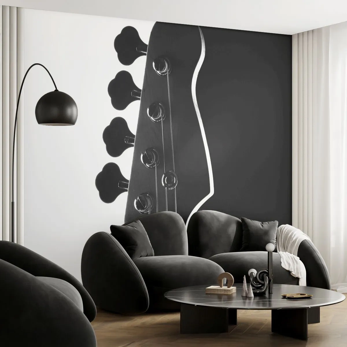 Fototapet Premium Sand - Stilhed i klipper - Guitar, musik, Moderne - 350x256 cm