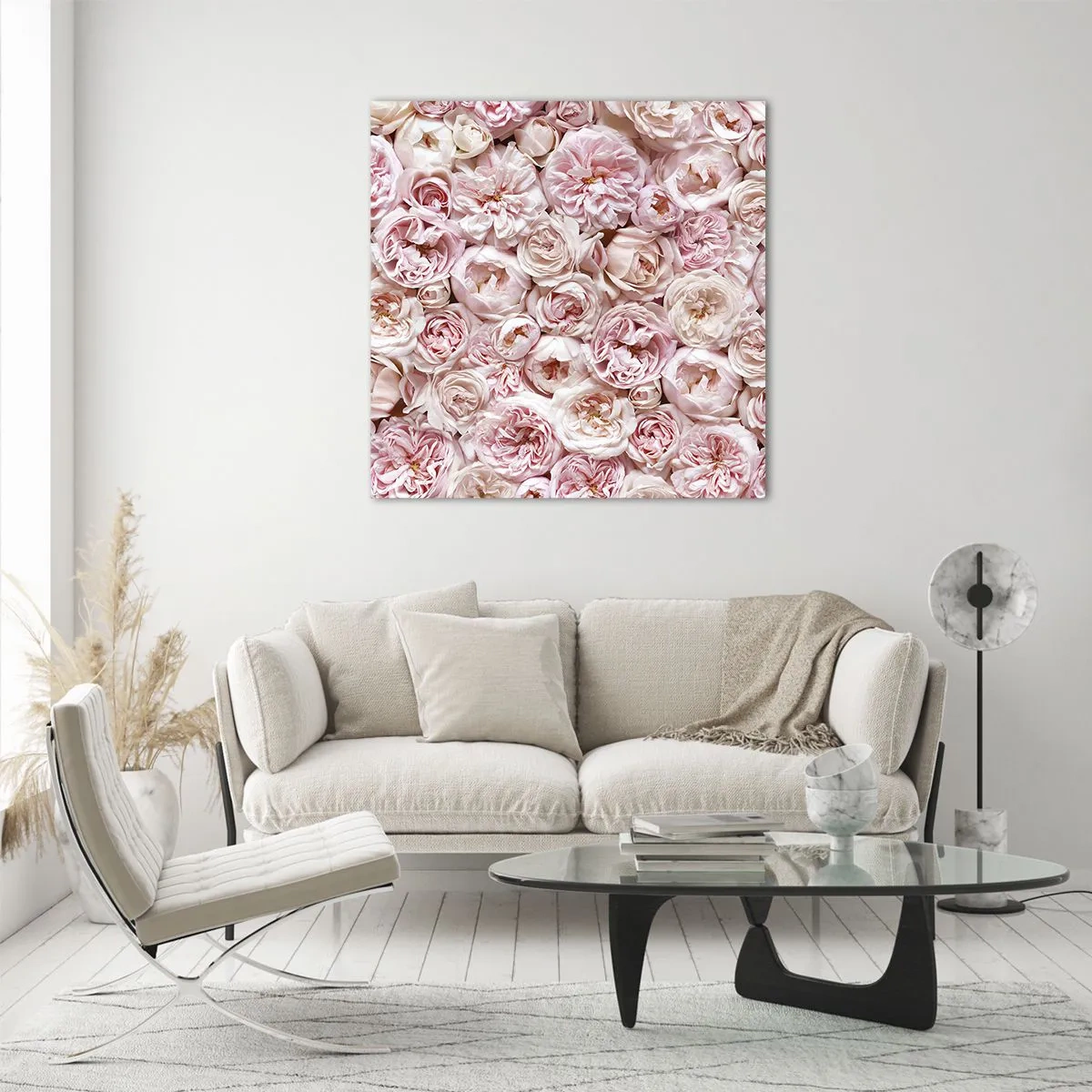 Billede på glas - Overstrøet med roser - 30x30 cm