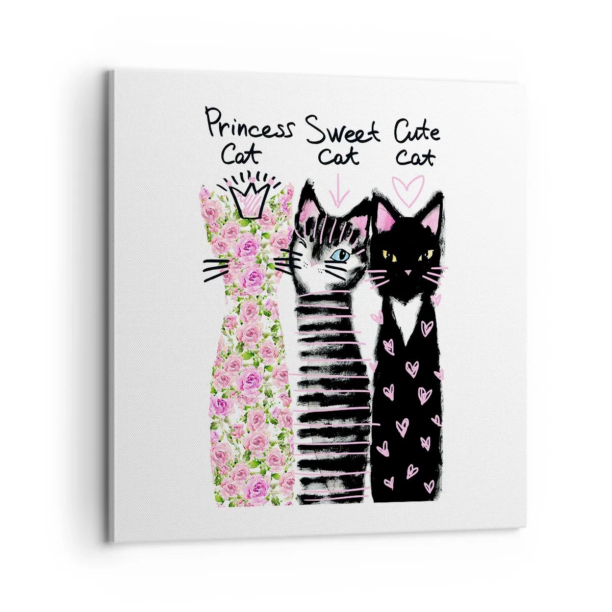 Lærredstryk - Billede på lærred - Der var tre katte - 60x60 cm