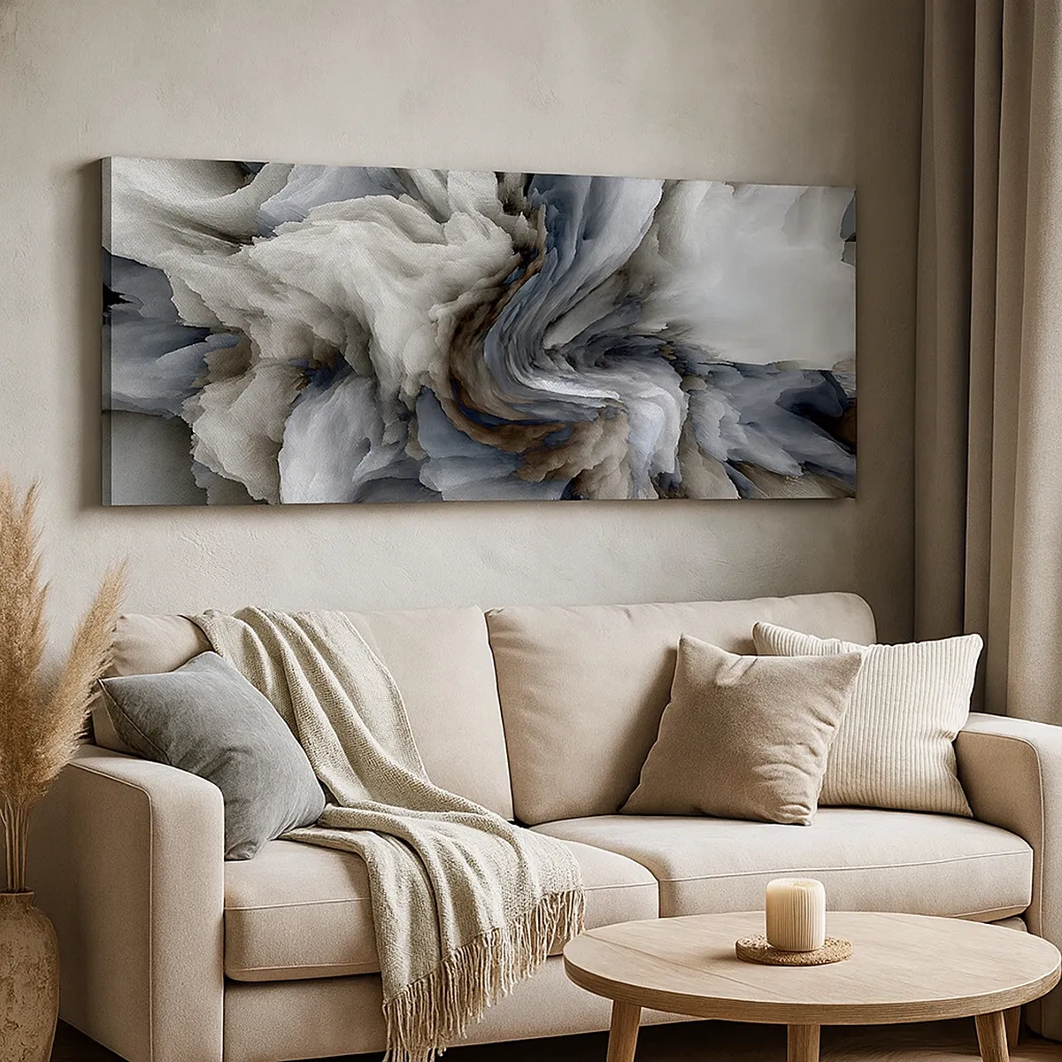 Lærredstryk - Billede på lærred - Sten og blomst - 30x30 cm