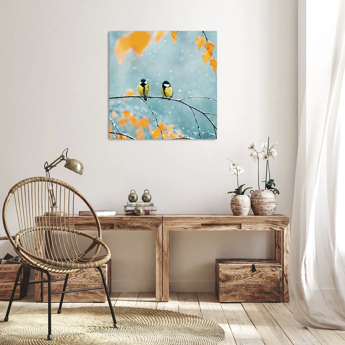 Lærredstryk - Billede på lærred - Sladder om fugle - 30x30 cm