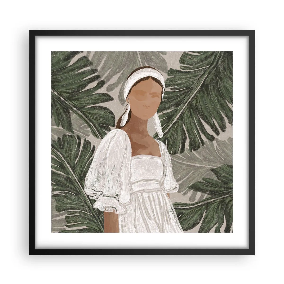 Plakat i sort ramme - Eksotisk portræt - 50x50 cm