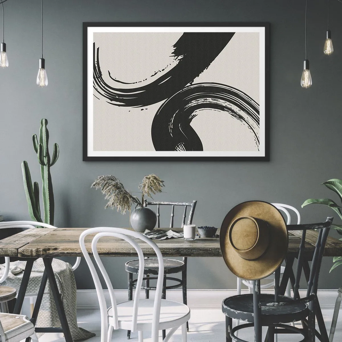 Plakat i sort ramme - Fejende og cirkulær - 70x50 cm