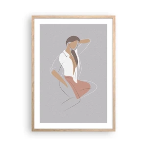 Plakat i ramme af lyst egetræ - Omrids af nåde - 50x70 cm