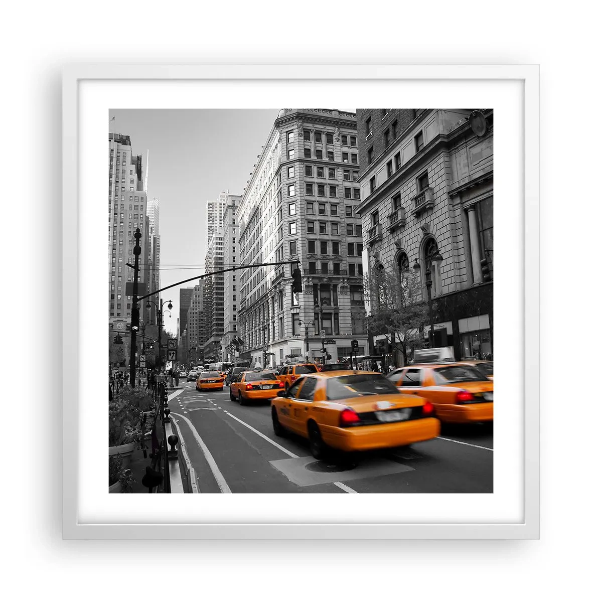 Plakat i hvid ramme - Storbyens sol - 50x50 cm