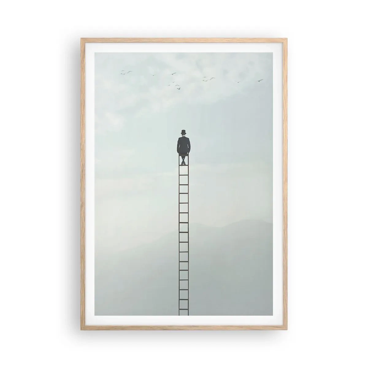 Plakat i ramme af lyst egetræ - Stig yderligere - 70x100 cm