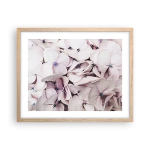 Plakat i ramme af lyst egetræ - I en flod af blomster - 50x40 cm