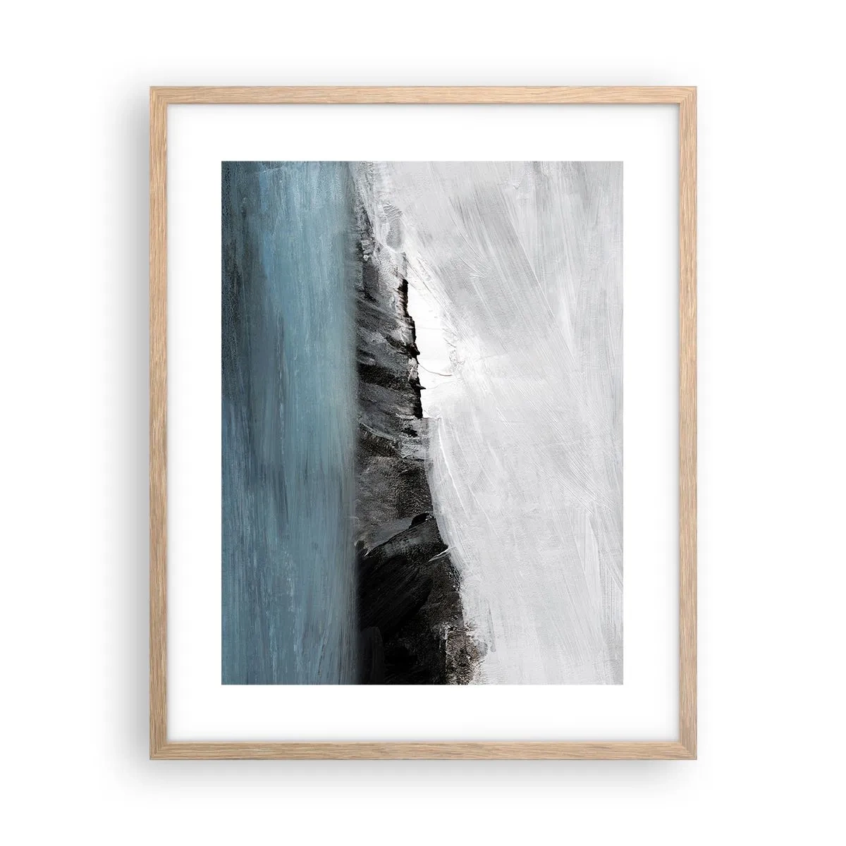 Plakat i ramme af lyst egetræ - Vand - jord: et sammenstød mellem elementerne - 40x50 cm