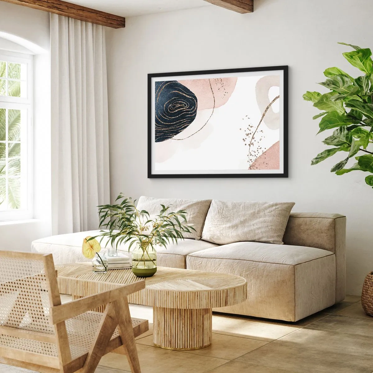 Plakat i sort ramme - Alt flyder - 50x40 cm